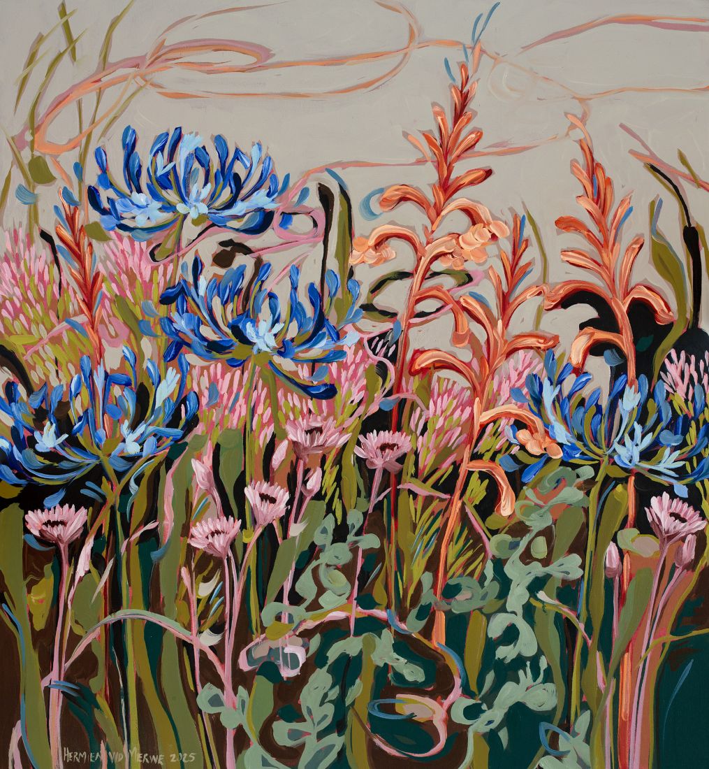 2025 Agapanthus Everlasting and Watsonia Unspoken series 600x650mm