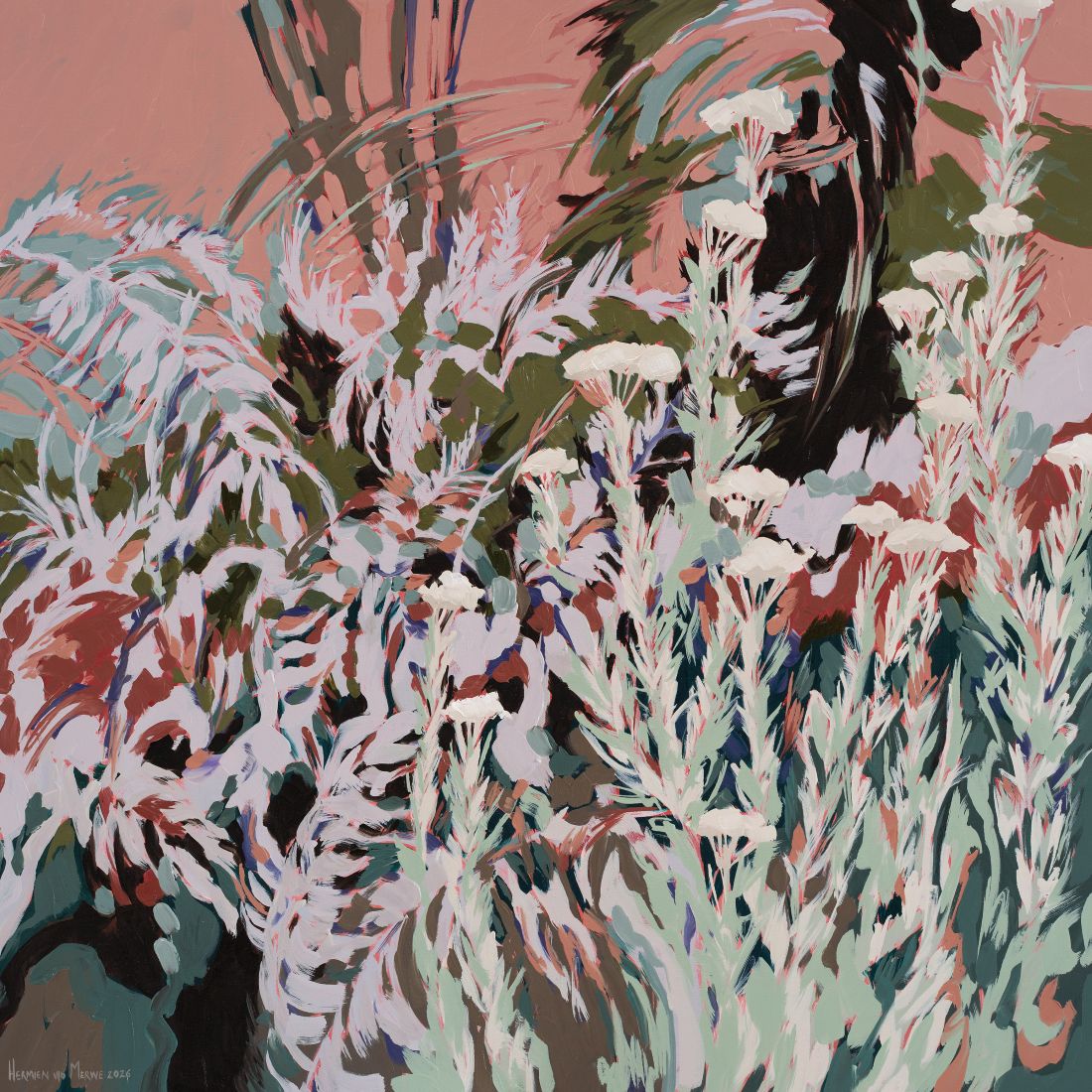Blombos and dried mountain ferns (Rhythm series) 800x800mm