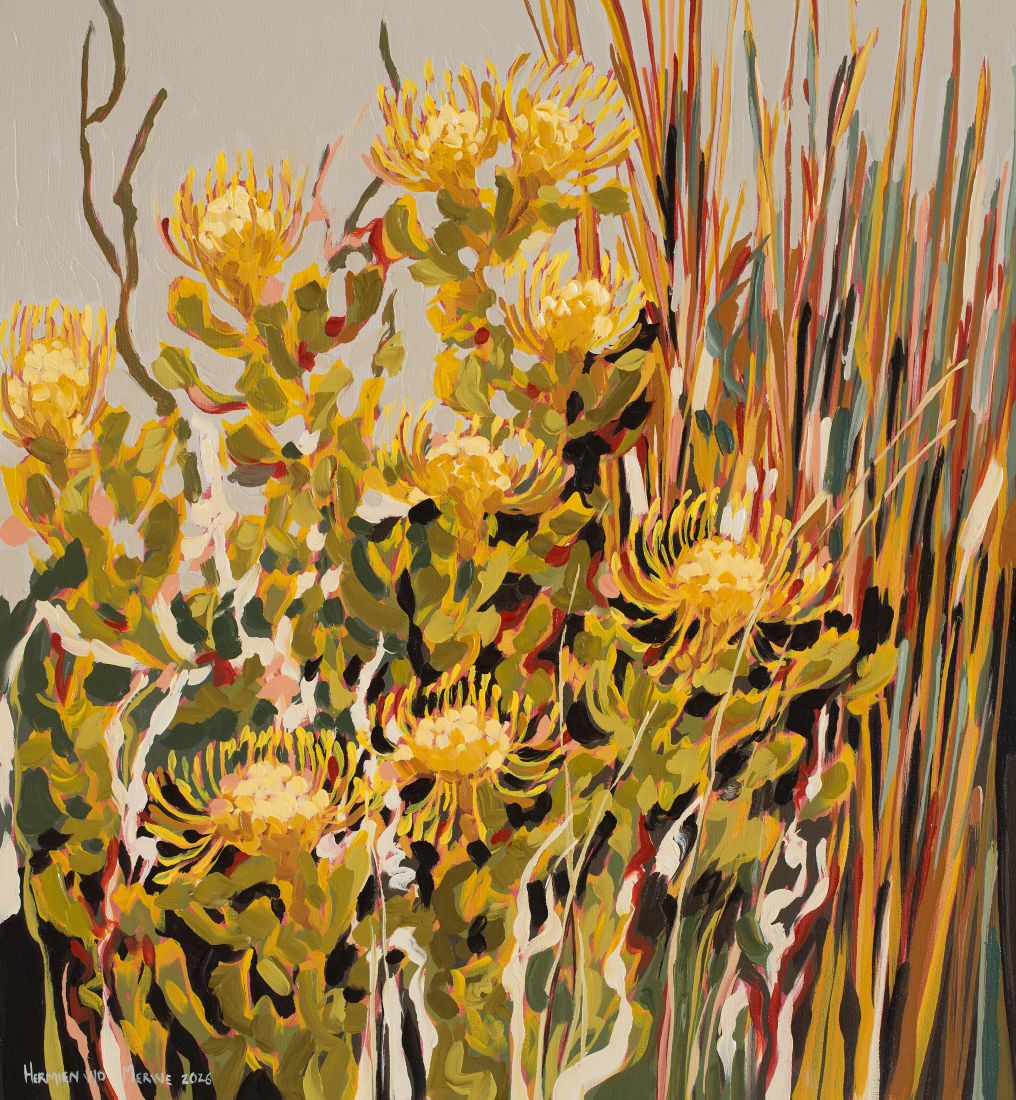Pincushions and Restios (Rhythm series) 600x650mm